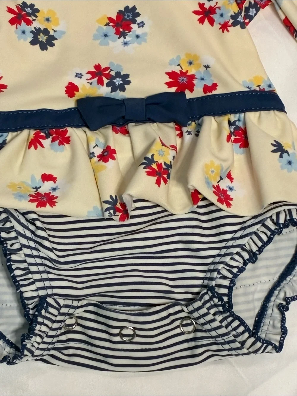 RuffleButts Baby Girl Floral Peplum Rash Guard Swimsuit 0-3M Swim